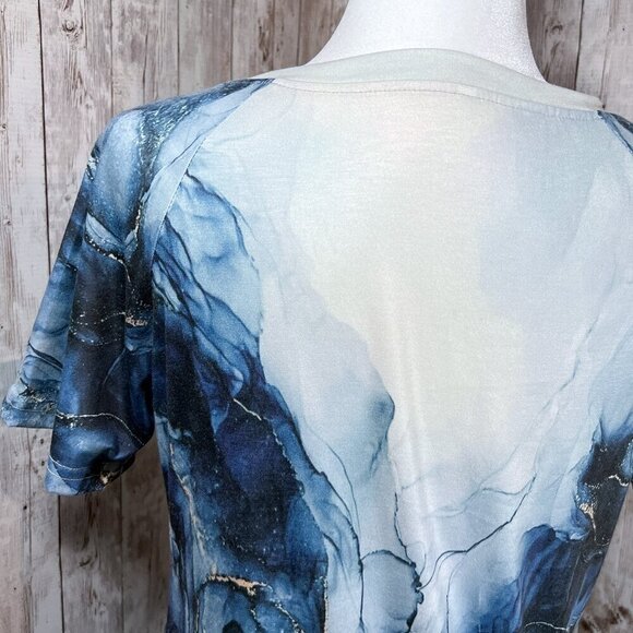 Women’s Short Sleeve Tee | Blue & White Marble | Crew Neck | Size Medium - Picture 8 of 10